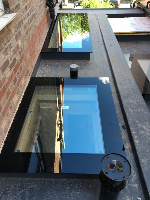 Multiple flat roof skylights on extension in Berkhamsted